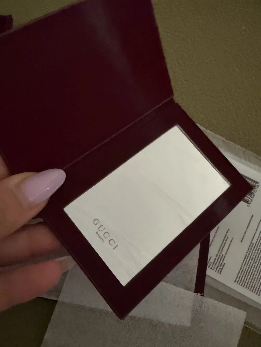 Gucci mirror new red burgundy in case pouch